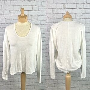 Frame White Long Sleeve 100% Organic Cotton Tee Size M